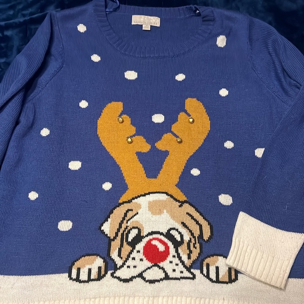 Bulldog reindeer Christmas sweater